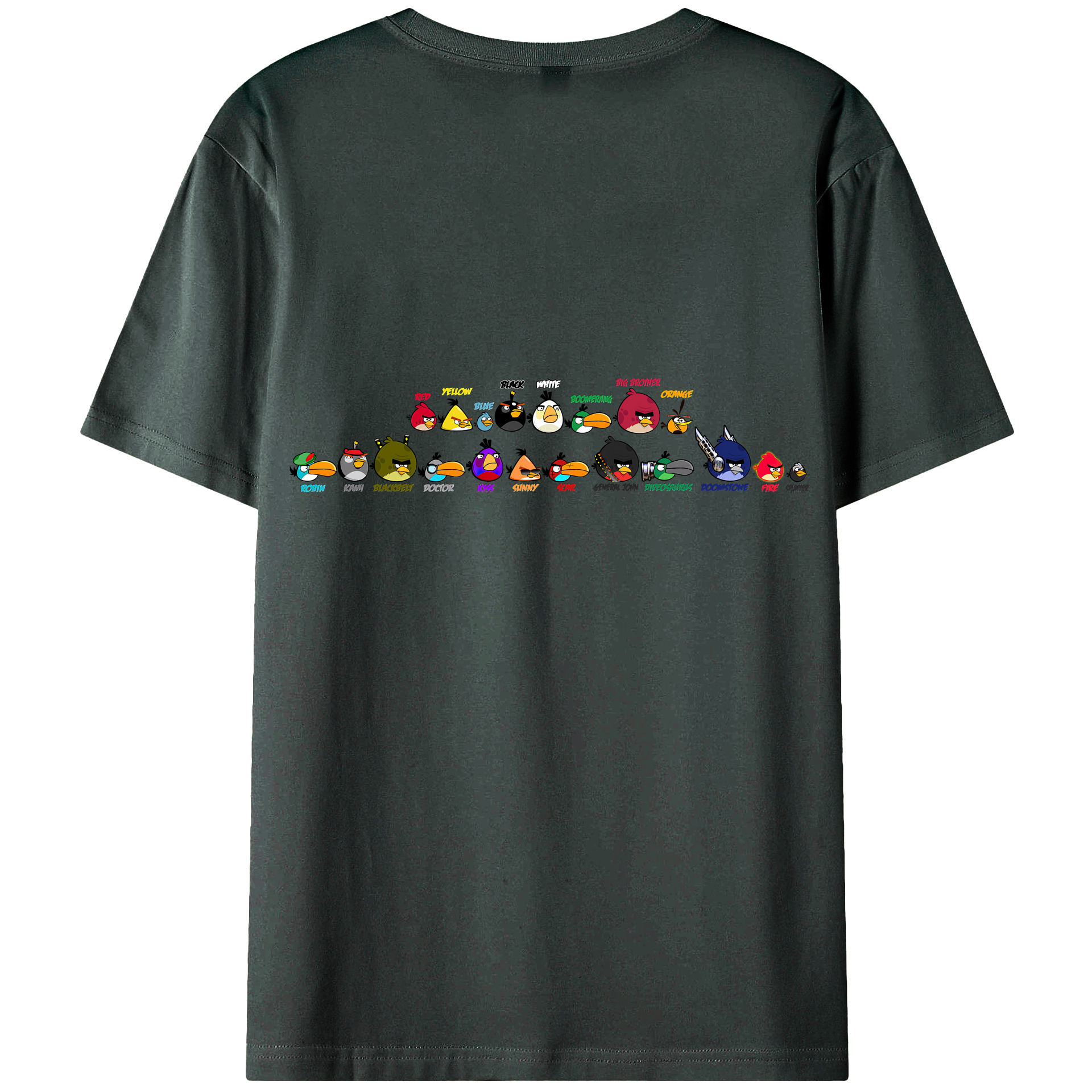 （画像用） Angry Birds アングリーバード 綿100％ メンズ半袖Tシャツ（バックプリント） 通気性